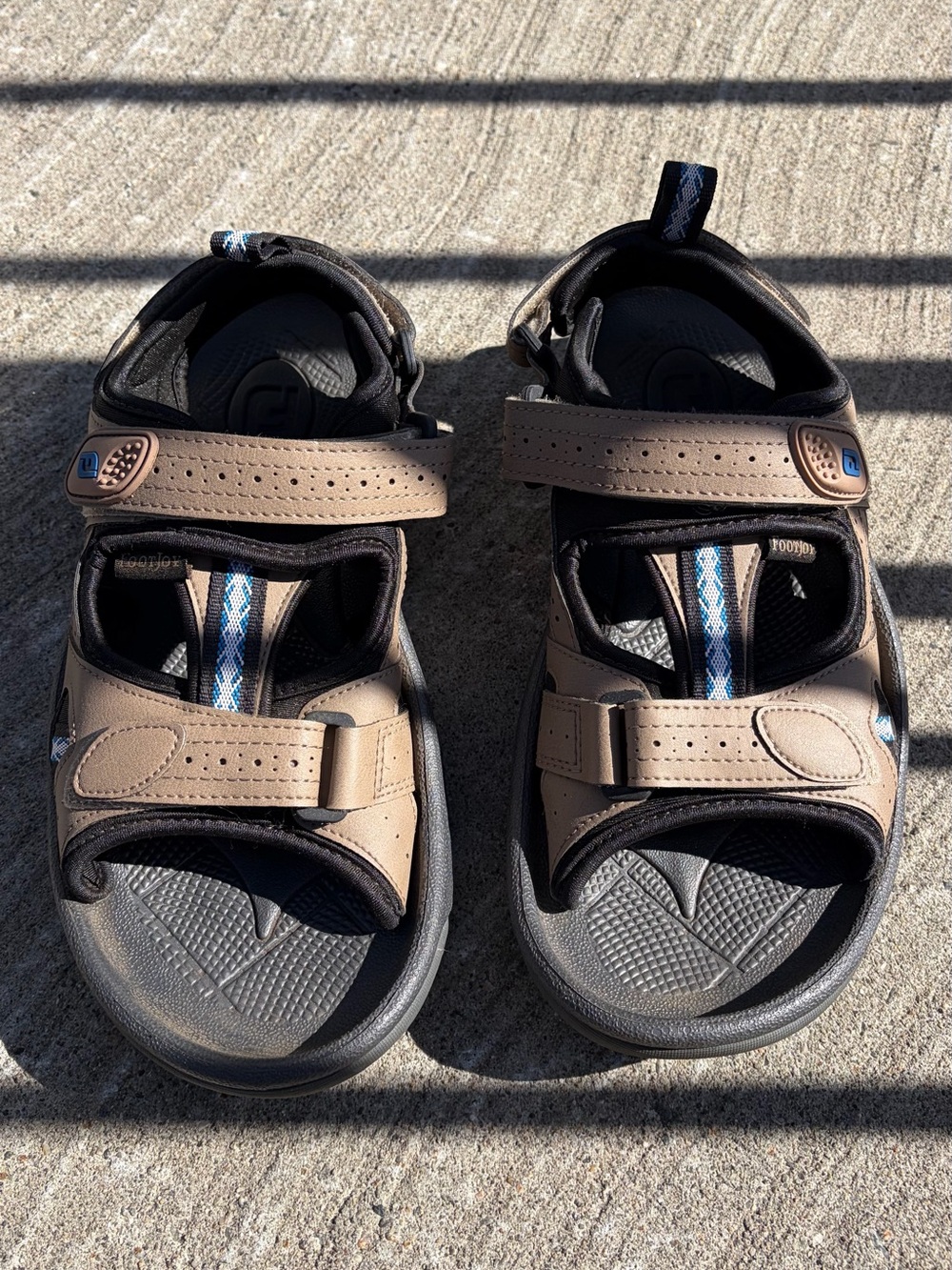 FootJoy Brown Sandals with Blue Accent Straps